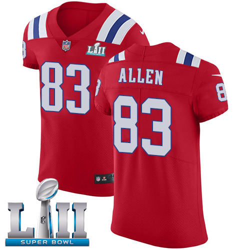 Nike Patriots #83 Dwayne Allen Red Alternate Super Bowl LII Men's Stitched NFL Vapor Untouchable Elite Jersey - Click Image to Close